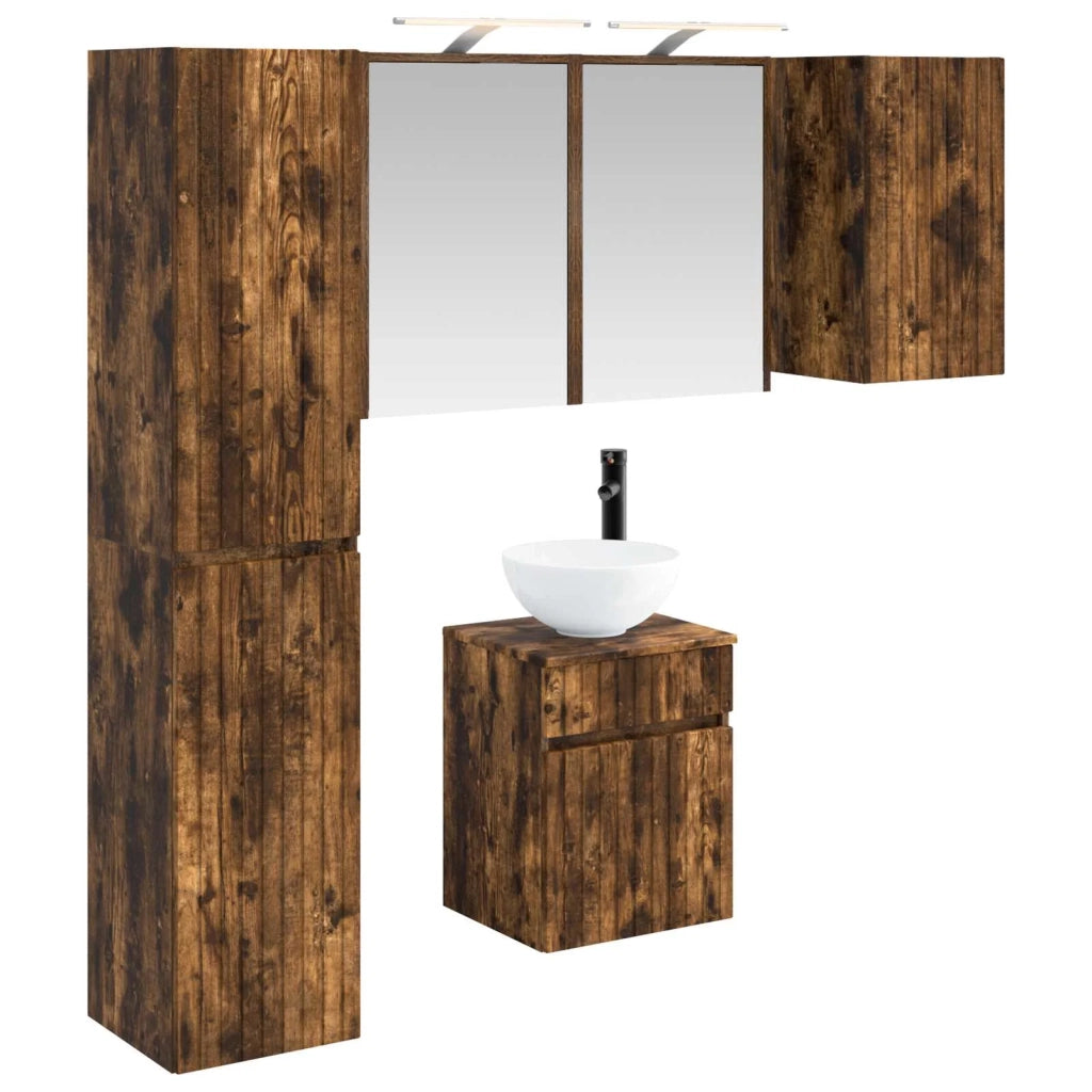 Set di Armadi da Bagno 5 pcs Rovere Fumo 43 x 16 x 62,5 cm 3407347