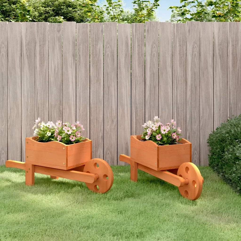 2 pz Fioriere | Cassetta per fiori | Vaso a Carriola 47x15x19 cm Legno Massello di Abete