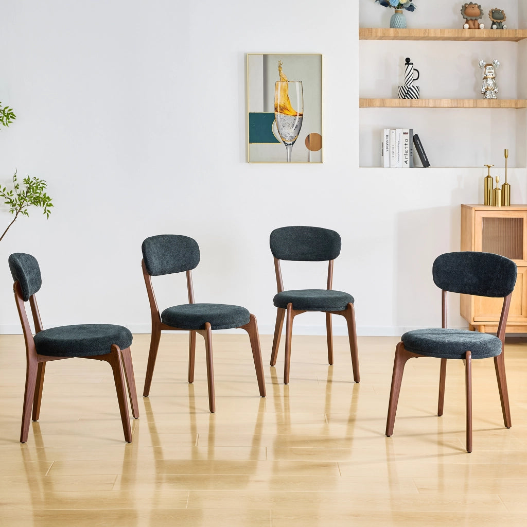 Sedie da pranzo moderne, 2 pezzi in lino nero con struttura in metallo e seduta confortevole