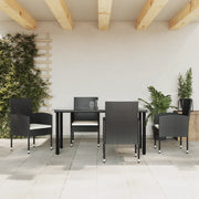 Set da Pranzo da Giardino 5 pz Nero in Polyrattan e Acciaio 3203316