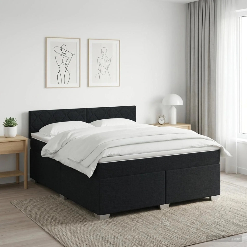 Letto box spring con materasso Nero 140 x 190 cm Tessuto 3450483