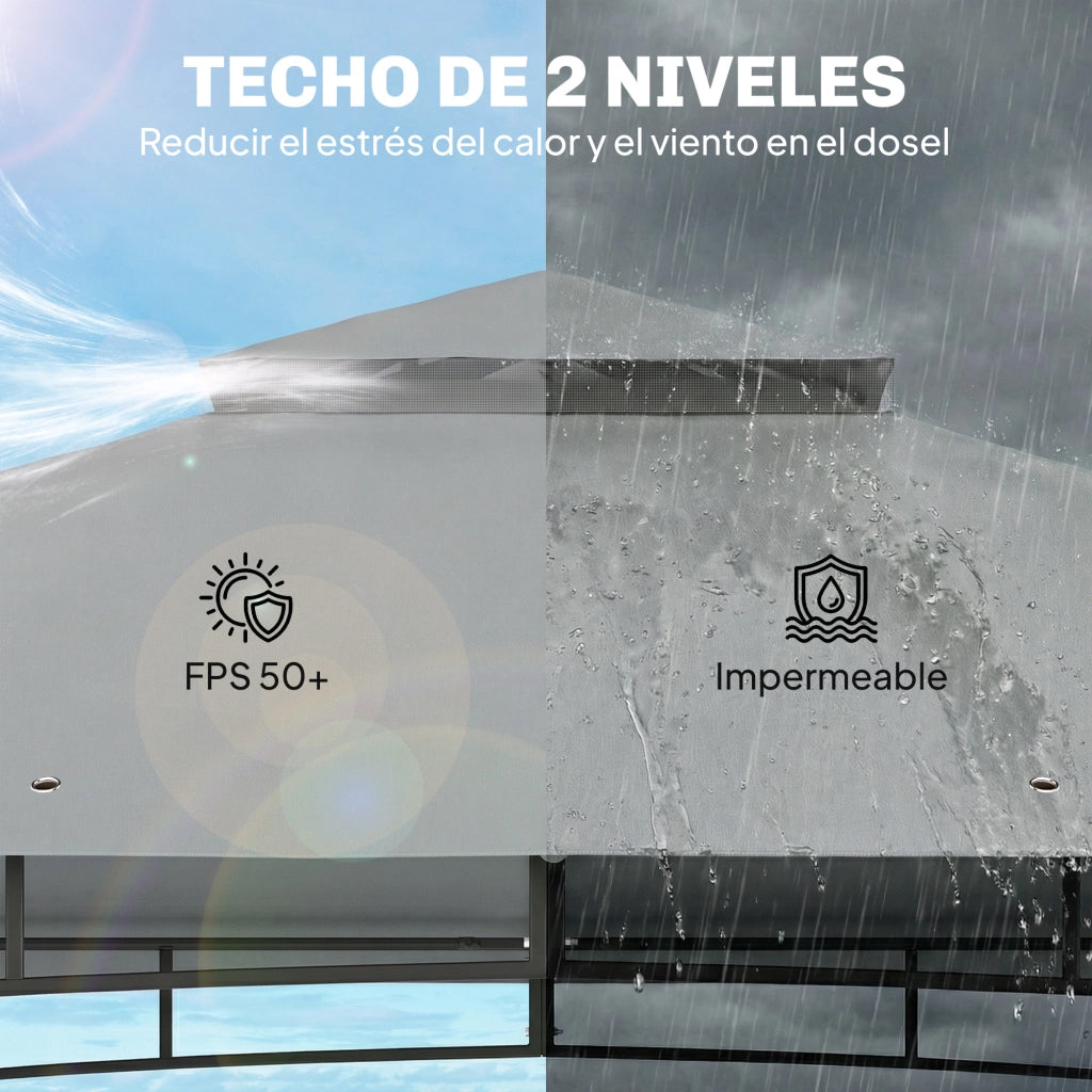 Carpa da giardino con pareti in rete UPF50+ ¨C zephmum ¨C grigio 360x300x275 cm
