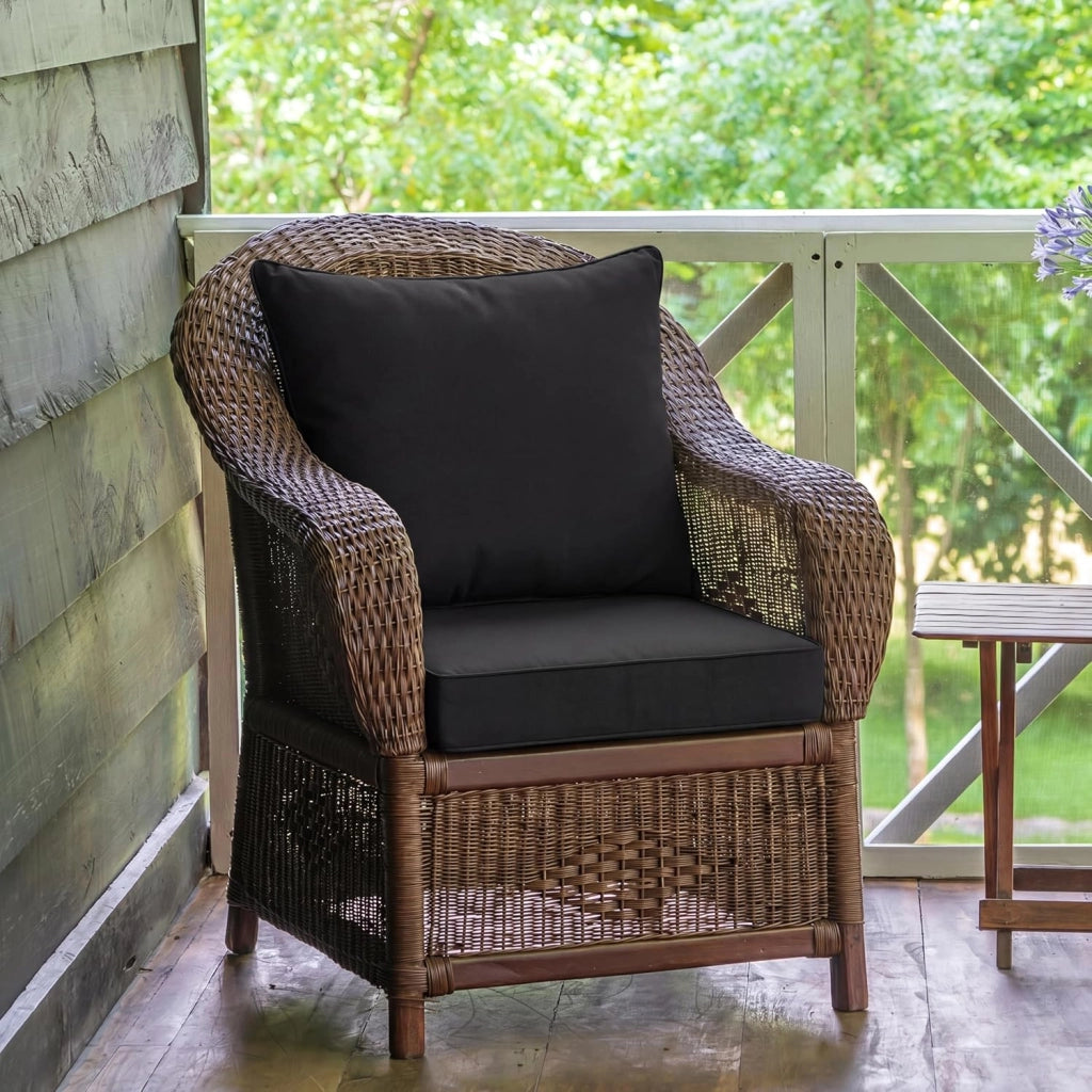 Cuscino per Divano da Giardino, Cuscino per Sedia Rattan per Esterno, Set di 2 Cuscino per Mobili da Giardino (Nero)