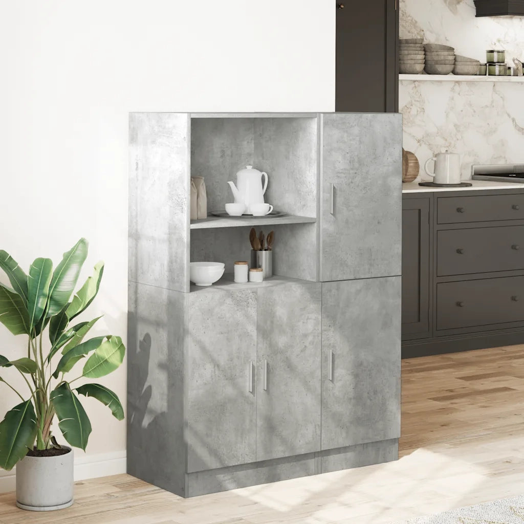 vidaXL Set di Mobili da Cucina 2 pz Grigio Cemento in Truciolato