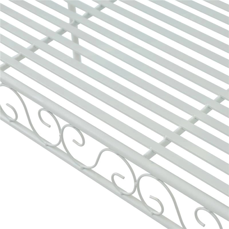 PANCHINA IN FERRO BIPOSTO DA GIARDINO STILE ROMANTICO 109.5X51X95.5 CM BIANCO