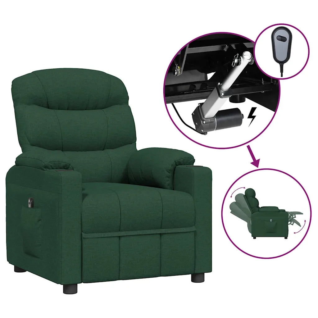 Poltrona Elettrica Reclinabile-Divano Sedia Verde Scuro in Tessuto 993855