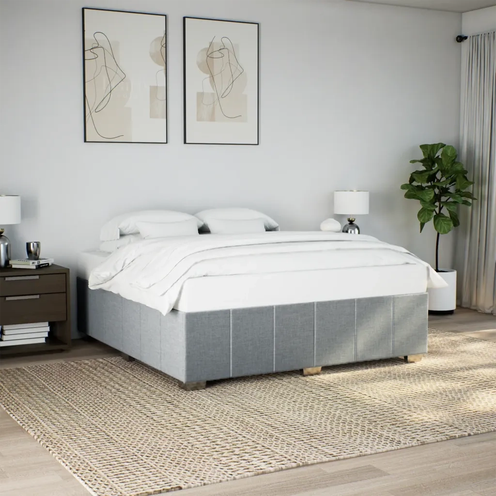 Letto matrimoniale | Letto per adulti | Giroletto senza Materasso Grigio Chiaro 200x200 cm Tessuto