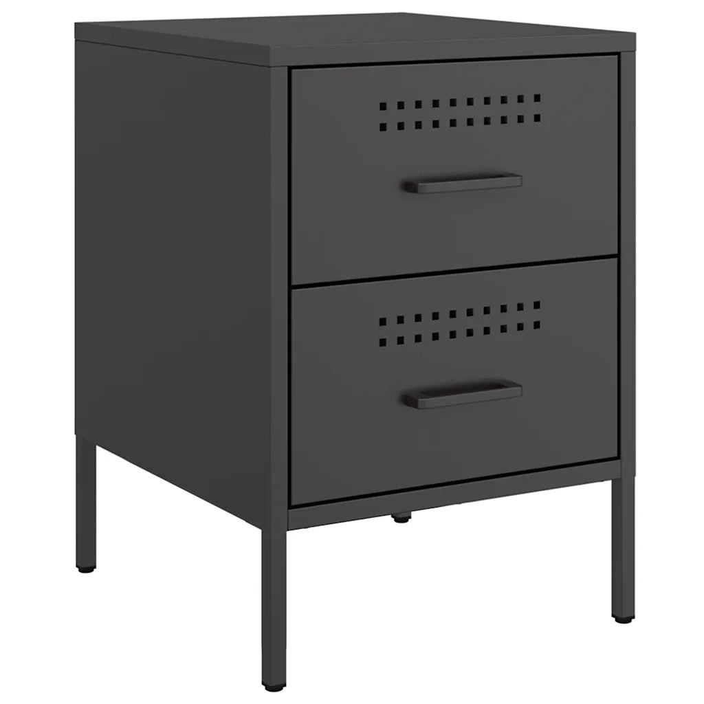 Comodini 2 pz-Set di 2 Tavolino da notte Nero 36x39x50,5 cm in Acciaio 182581