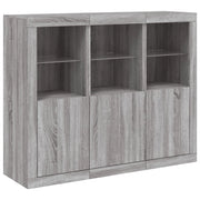 Buffet credenza cassettiera armadio mobile contenitore organizer per cucina soggiorno salotto con luci a LED 3 pezzi legno ingegnerizzato Sonoma grigio 02_0037231