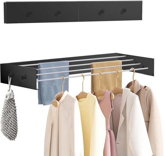 Montaggio a mano libera con supporto - Opvouabile - Estensibile 80 cm - In acciaio inossidabile - Peso di carico 25 kg - Risparmia spazio - Asciugacapelli