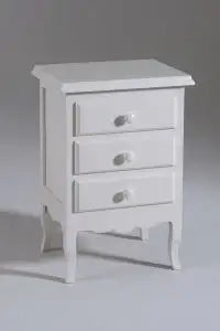 Comodino in legno Shabby chic bianco provenzale pomelli bianchi in legno