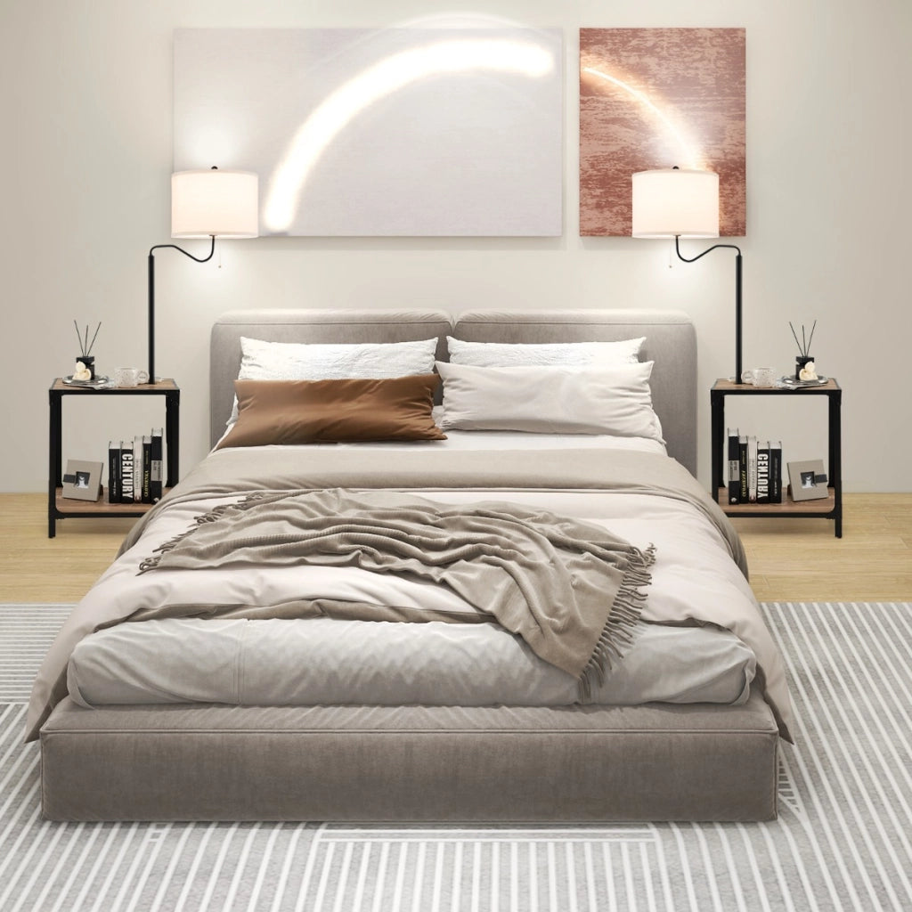 Lampada da lettura con porta USB struttura in metallo e MDF, Lampada da terra ruotabile di 360¡ã per salotto-Lampade
