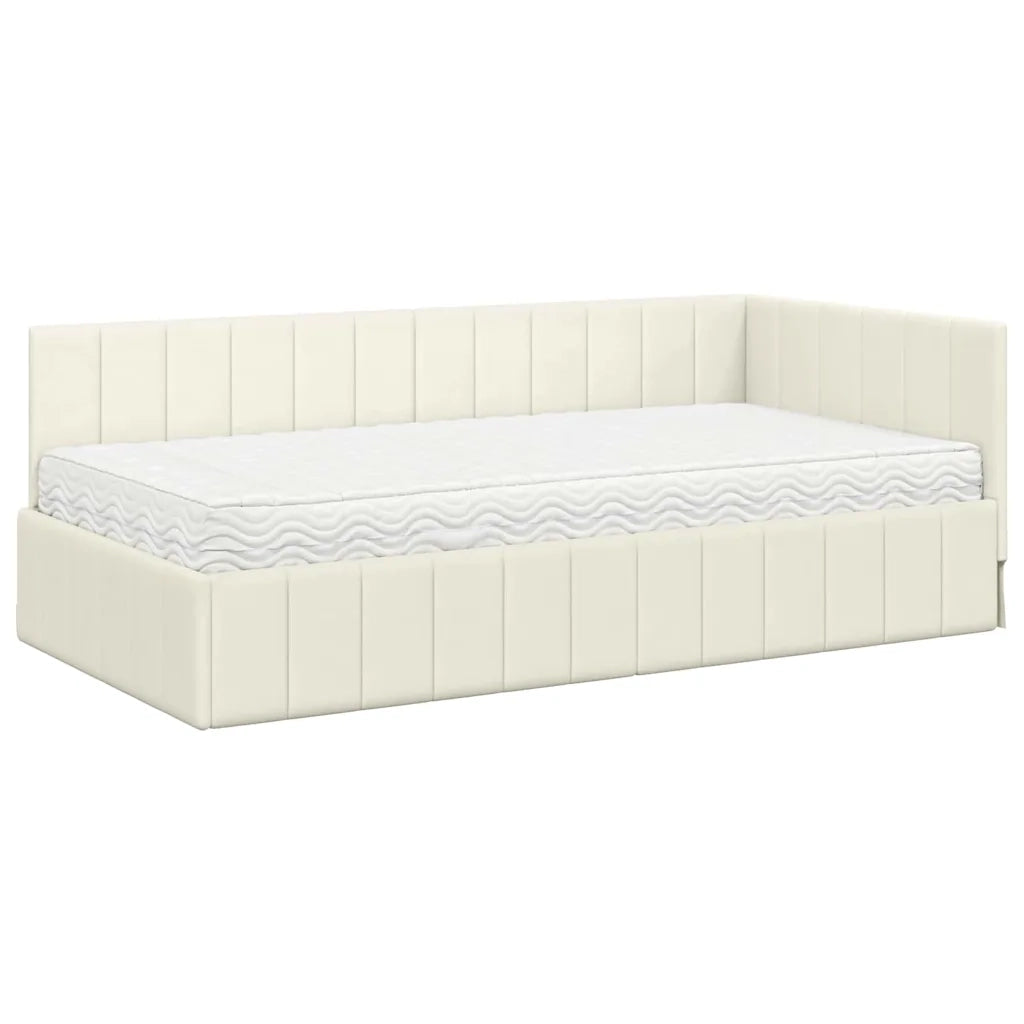 Struttura Letto Angolare con Materasso 2 pcs Crema Velluto 3393875