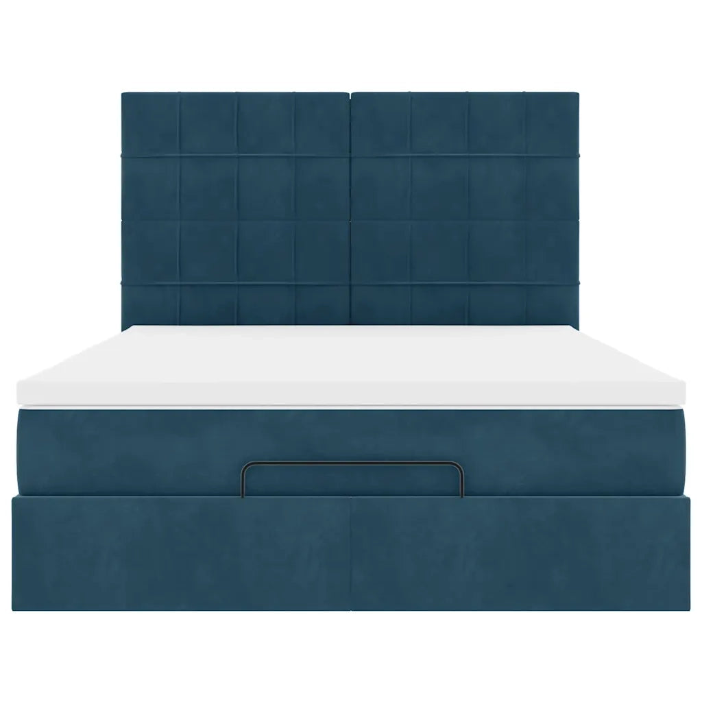Struttura Letto Pouf con Materassi 140x190 cm in Velluto