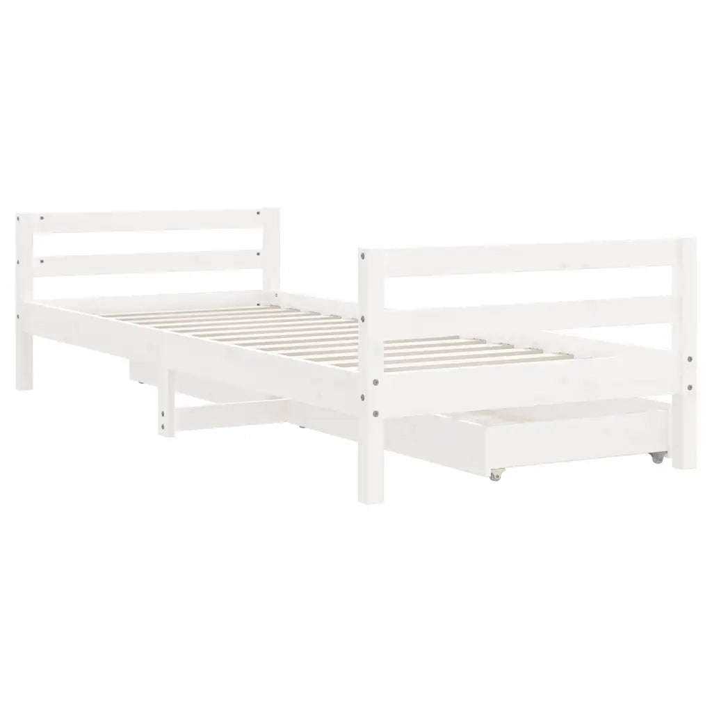 Giroletto Bambini con Cassetti Bianco 80x200cm Massello di Pino 834436
