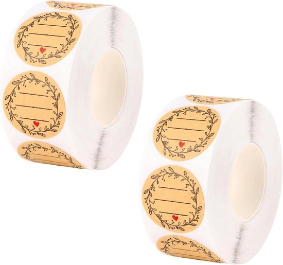 Etichette per giare - 1000 pezzi autoadesivi rotondi - Sticker manufatti a mano - Cottura DIY - Buste - Scatole di regalo per matrimoni - Decorazione