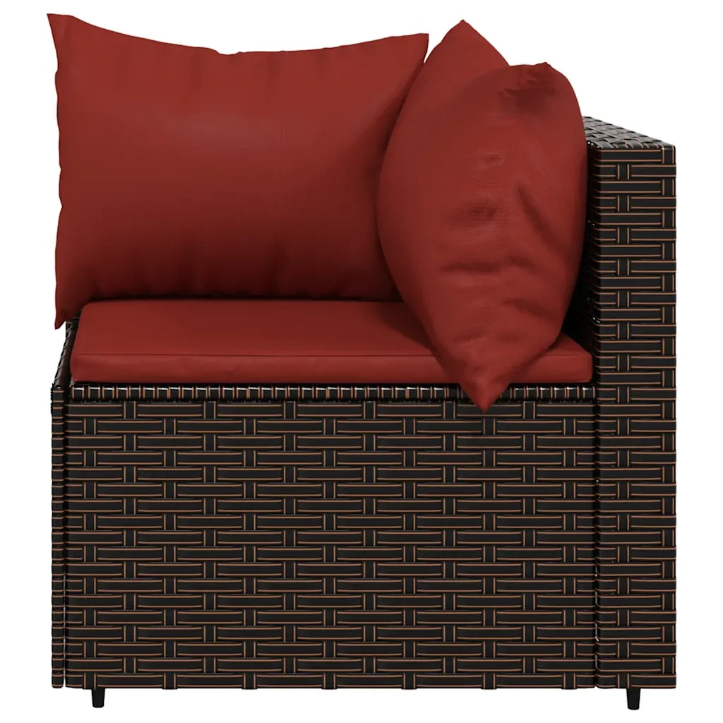 Set Mobili da Giardino 4 pz con Cuscini in Polyrattan Marrone CFW2148575