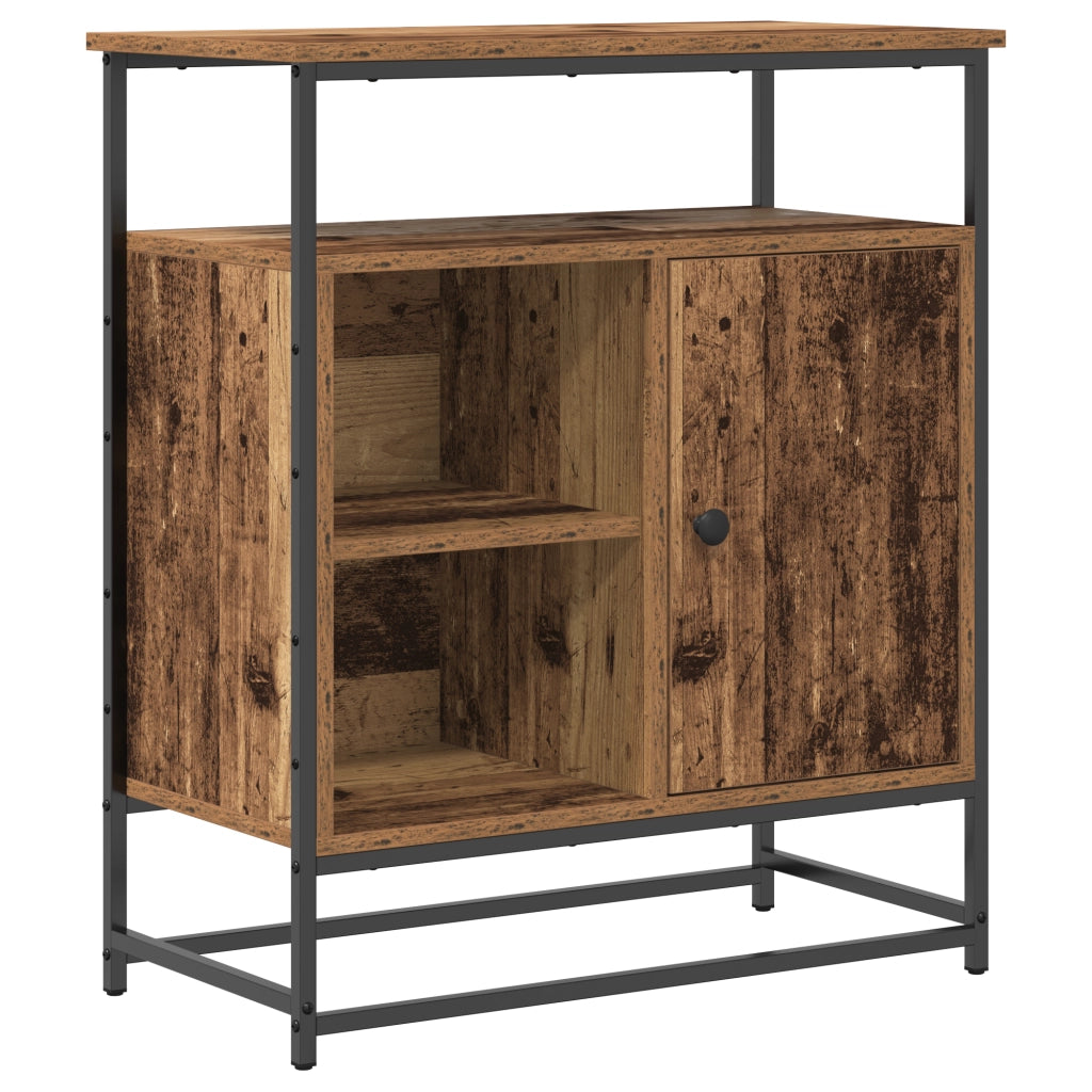 Credenza In Legno Invecchiato 69x35x80 cm Legno Ingegnerizzato e Acciaio