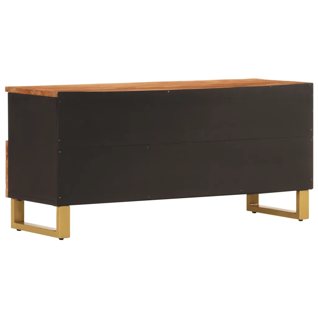 Mobile Porta TV-Mobile per TV-Credenza TV Marrone e Nero 100x33,5x46 cm in Legno di Mango 179011