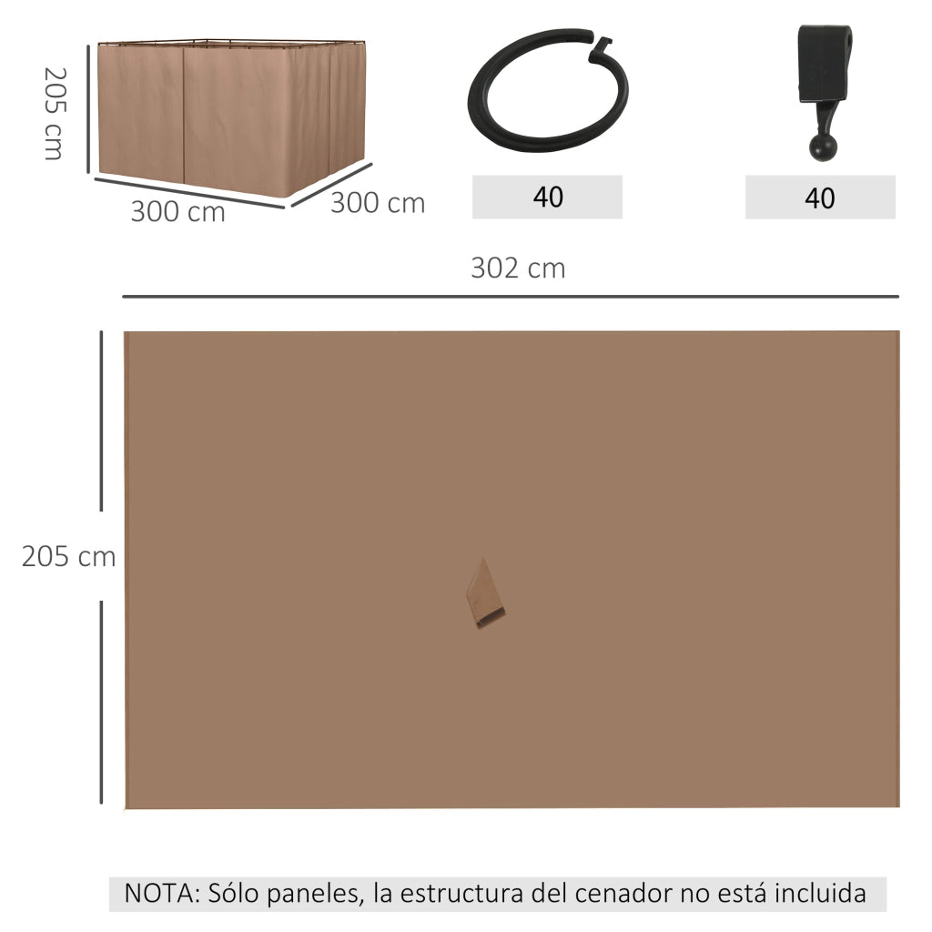 Tenda da giardino ¨C zephmum ¨C 4 pannelli laterali 3x2 m marrone