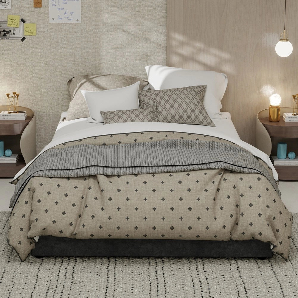 Letto Contenitore Imbottito ¨C MINIMAL ¨C Grigio, Velluto, 140x200, Senza Testiera