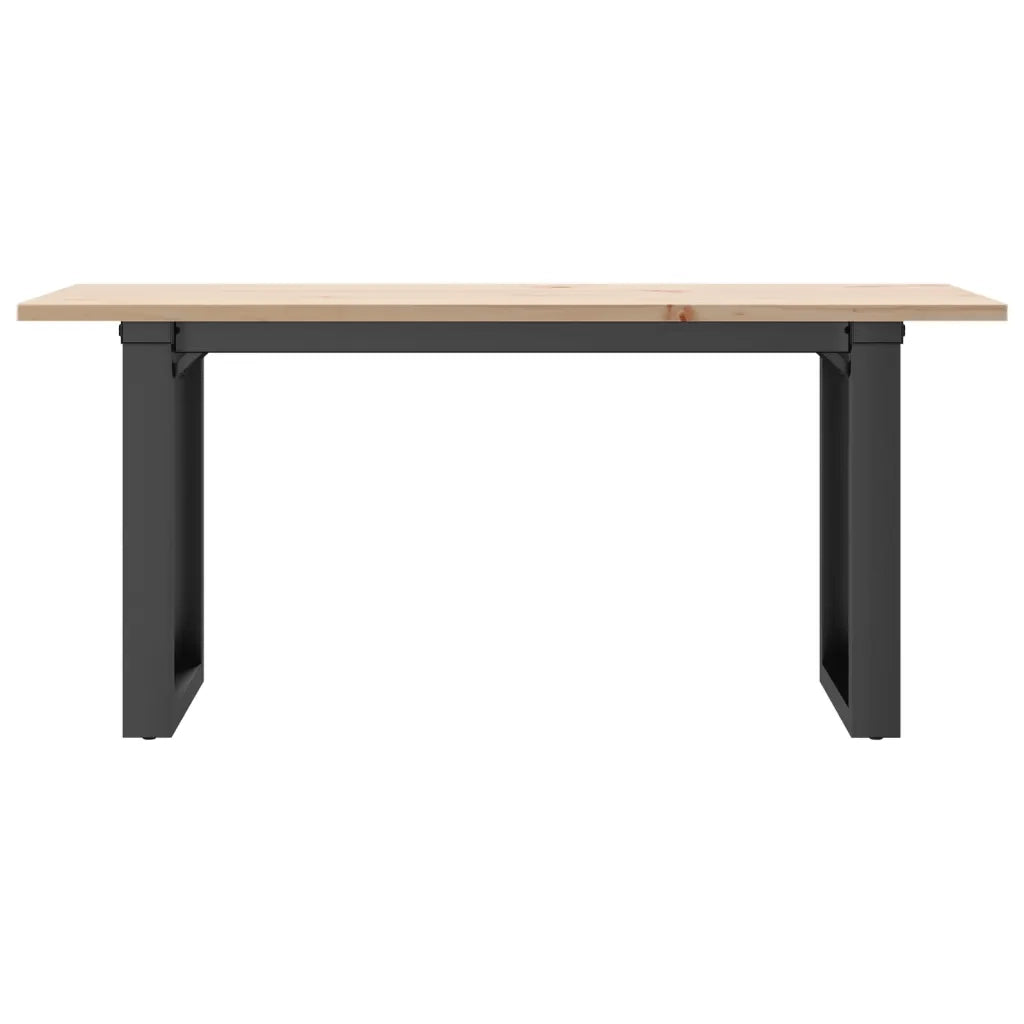 Tavolino da Salotto Telaio a O 90x40x45cm Legno Pino e Acciaio
