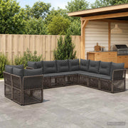 Set Divano da Giardino 9 pz Grigio polyrattan 3434264