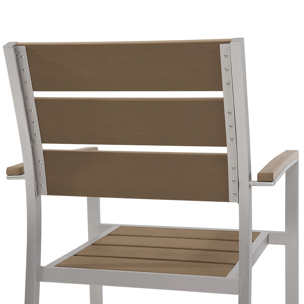 Set di 6 sedie da giardino da pranzo in plastica marrone con schienale a doghe in alluminio anodizzato set di sedie da esterno