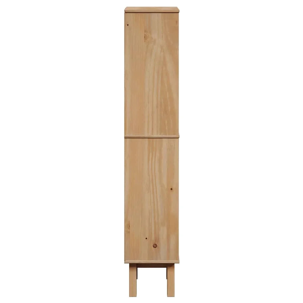 Mobiletto da bagno dal design rustico con contenitore ergonomico 35 x 30 x 159 cm legno massello color miele 02_0057610