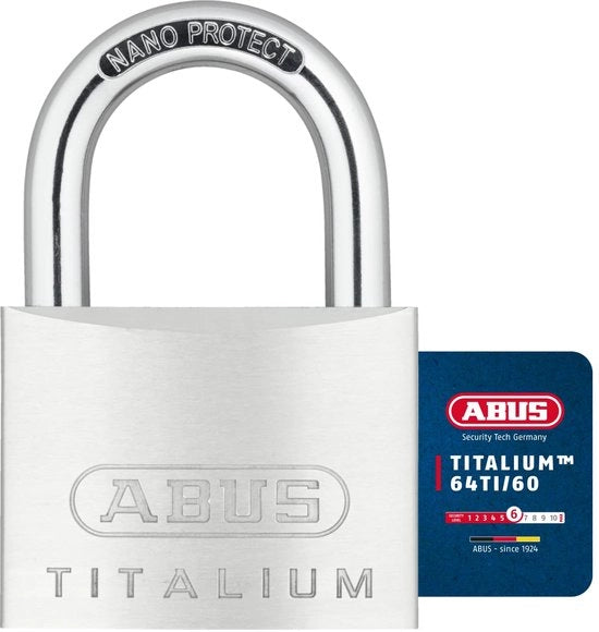 Serratura a muro ABUS Titalium 64TI/60 - blocco a chiave compatibile - serratura per cantina con cassa di chiusura in alluminio speciale - maniglia in acciaio durissimo - livello di sicurezza ABUS 6