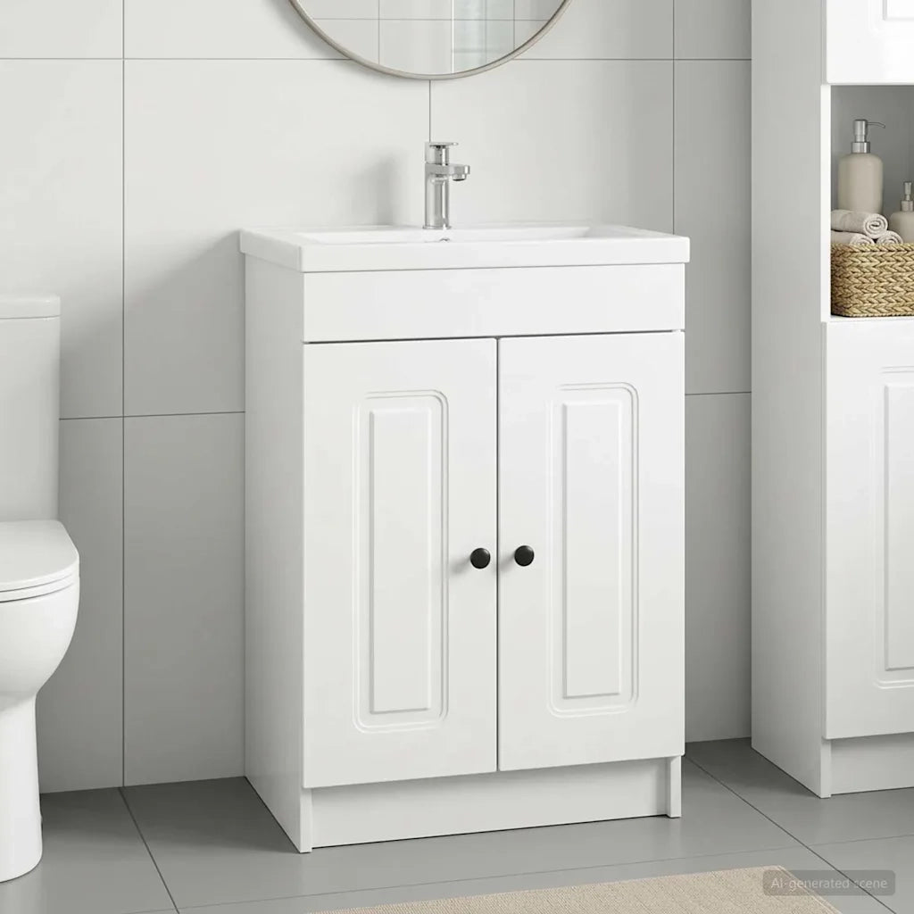 Mobiletto da bagno sotto il lavello Bianco Lucido 890008