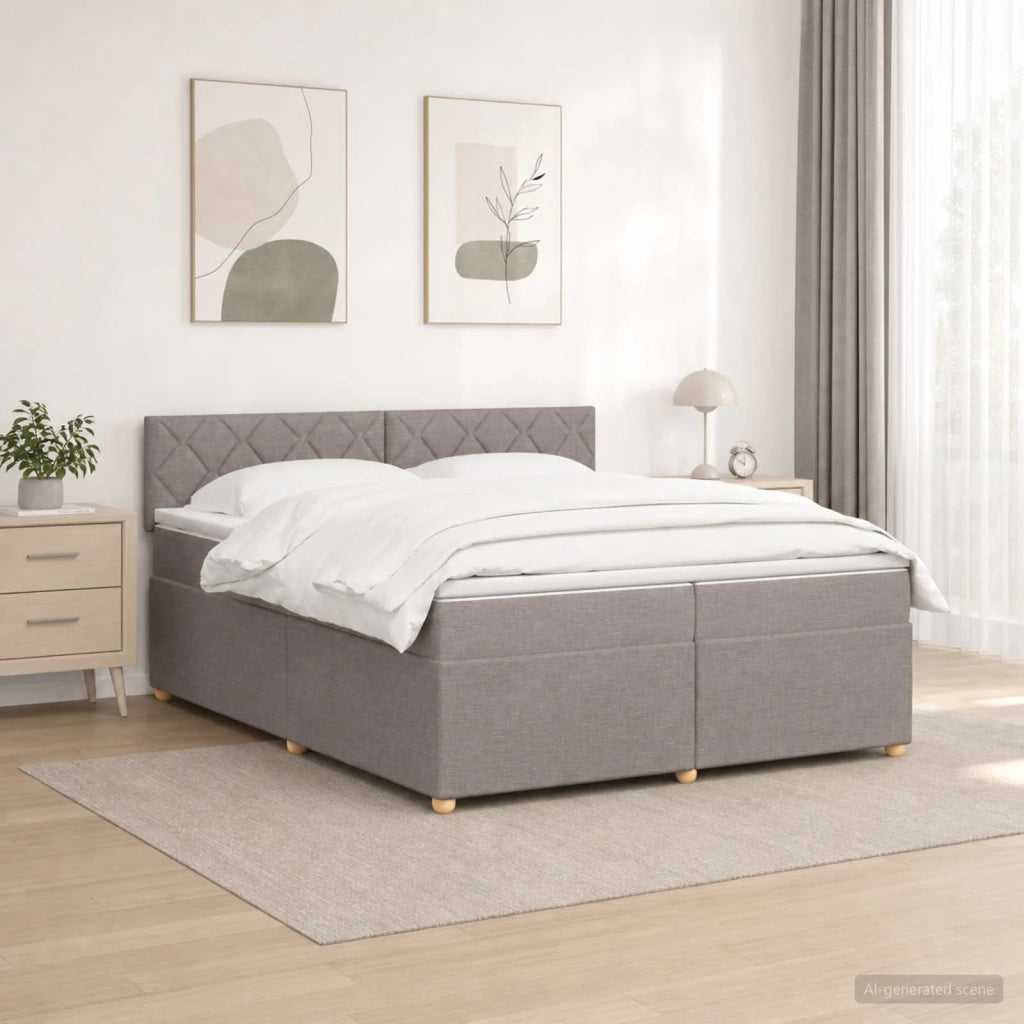 Letto box spring con materasso Tortora 200 x 200 cm Tessuto 3452510