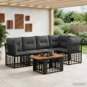Set Divano da Giardino 6 pz Nero e Grigio scuro polyrattan 3437863