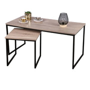 Set di 2 tavolini nidificati HOLBORN – Rovere chiaro e metallo nero – Design moderno 100x50 cm