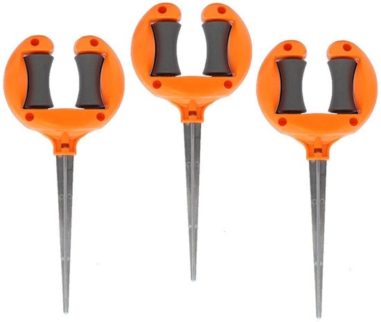Geleida per giardino in 3 pezzi - 27 cm in ABS e metallo, supporto per tubo di giardino pieghevole, piastrine per tubo di giardino, accessori per tubo di giardino - colore arancione