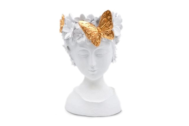 Testa Decorativa Casa Oggettistica in Resina Bianca 17 x 26 cm