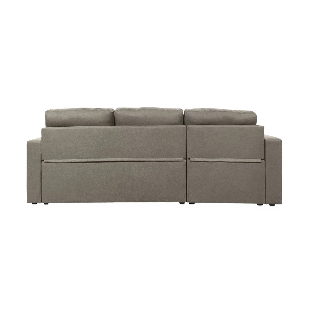 Divano letto angolare reversibile con contenitore, 3 posti, marrone