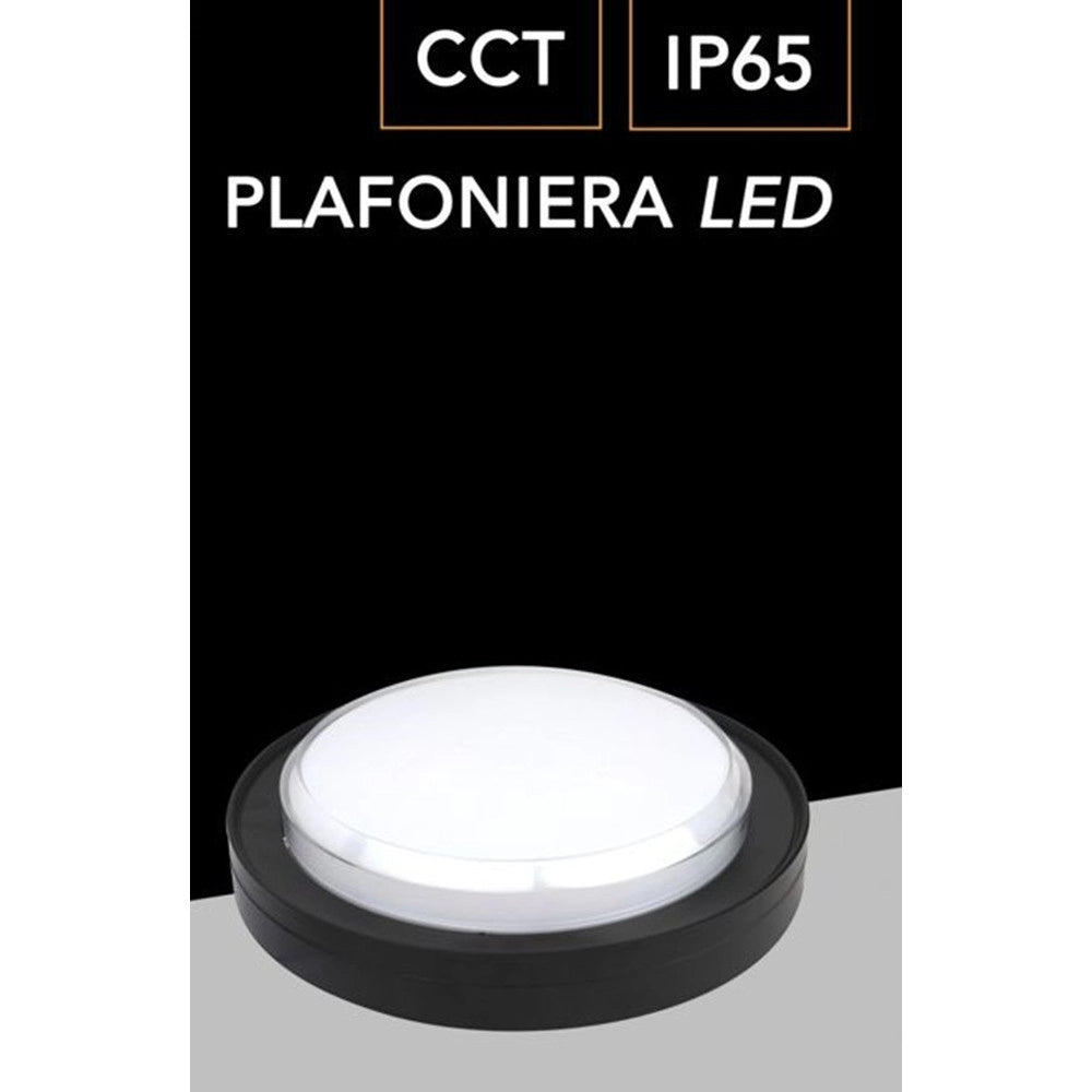 Trade Shop - Applique A Led Da Parete Plafoniera Soffitto Tonda 23 Watt Cct Switch Ip65 Xg-909-3c -