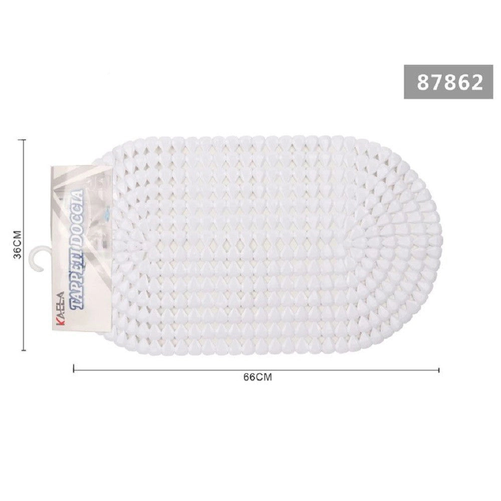 Trade Shop - Tappeto Antiscivolo Ovale Diamante Bianco Per Vasca Bagno Doccia 36 X 66cm 87862 -