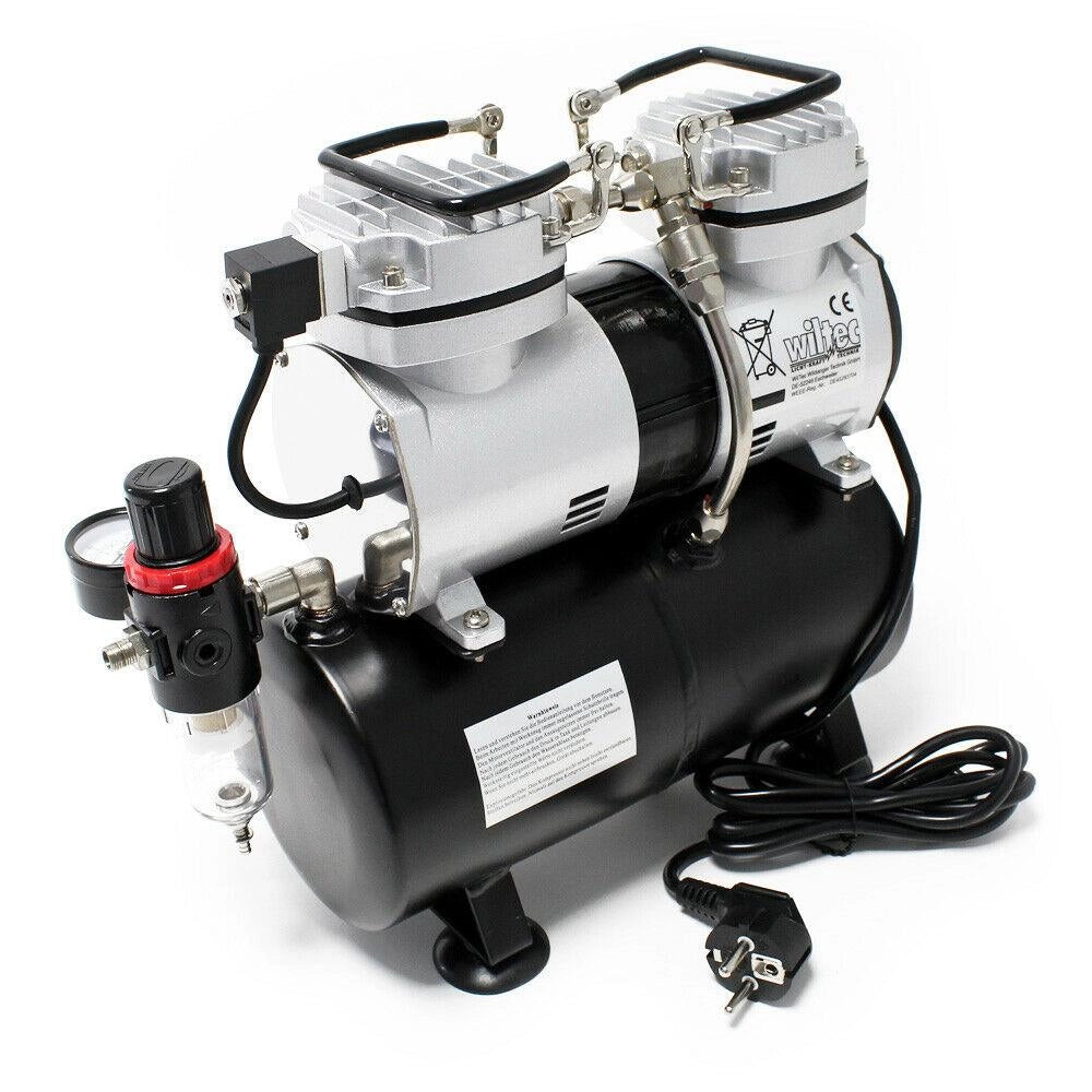 Compressore per aerografo bicilindrico con serbatoio a spegnimento automatico 16_0001731