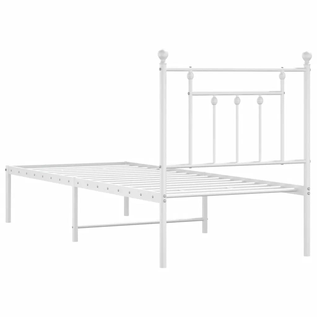 Giroletto senza Materasso con Testiera-Struttura Letto Metallo Bianco 75x190 cm 296813