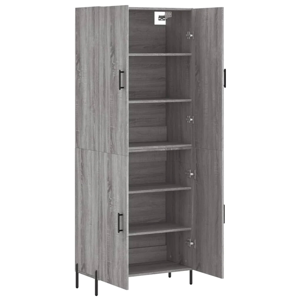 Buffet credenza cassettiera armadio mobile contenitore organizer cucina soggiorno salotto rovere Sonoma alto 69,5 x 34 x 180 cm legno ingegnerizzato grigio 02_0035548