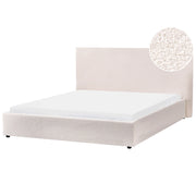 Letto matrimoniale in tessuto bouclé bianco sporco testata 160 x 200 cm Doghe in legno