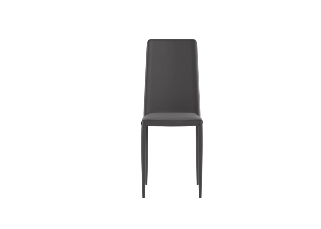 Sedia Cleo Impilabile in Similpelle Imbottita con Struttura in Metallo Grigio Scuro - Seduta e Schienale Ergonomici - Design Moderno
