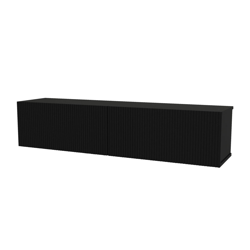 Mobile Porta TV da Parete Verpsboga con 2 Ante Decorative 135 x 32 x 30 cm - Nero [en.casa]