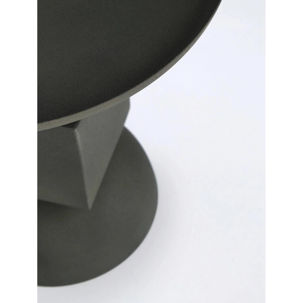 Tavolino Rotondo in Acciaio con Base Scultorea Geometrica - SYMPHONY