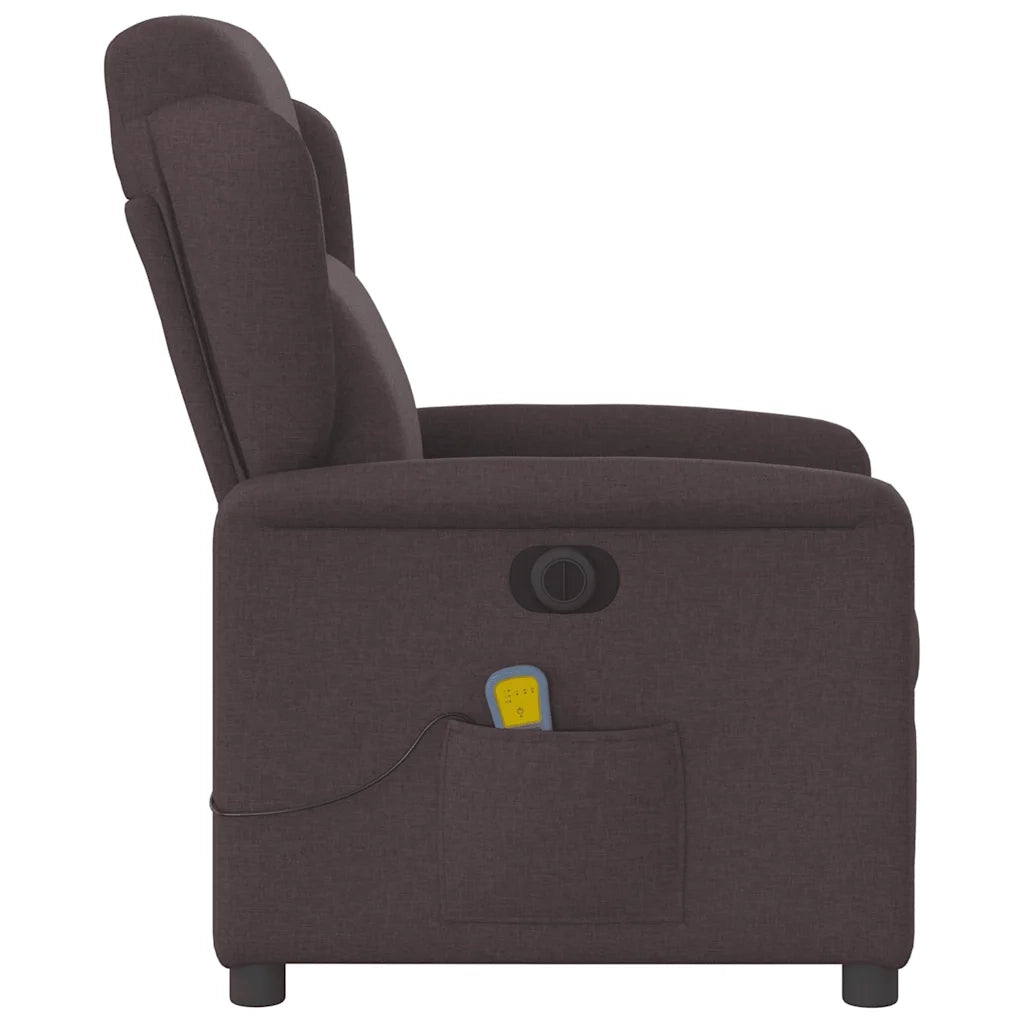 Divano Sedia-Poltrona Massaggio Reclinabile Elettrica Marrone Scuro Tessuto 781669