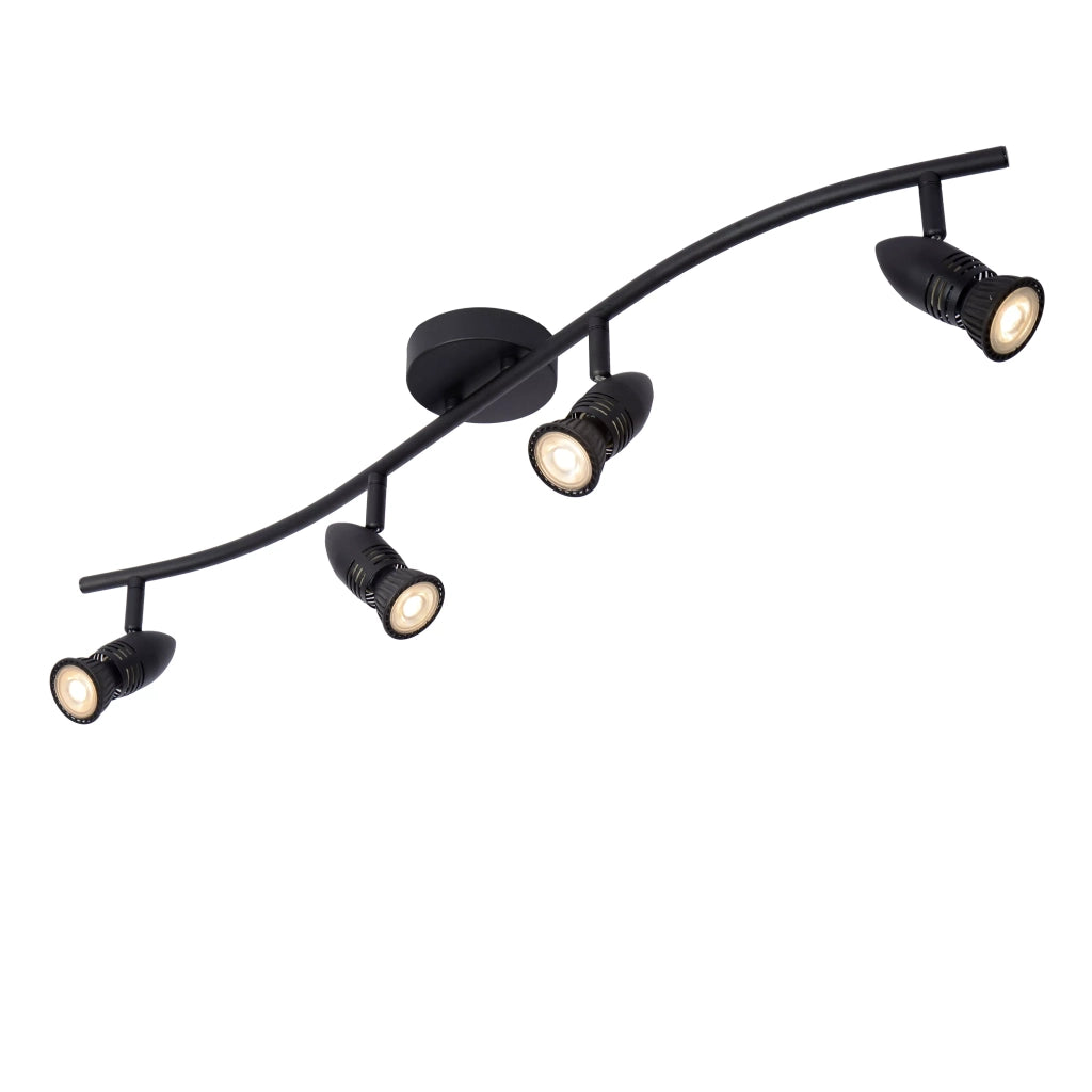Plafoniera nera 4 spot orientabili GU10 Caro Lucide