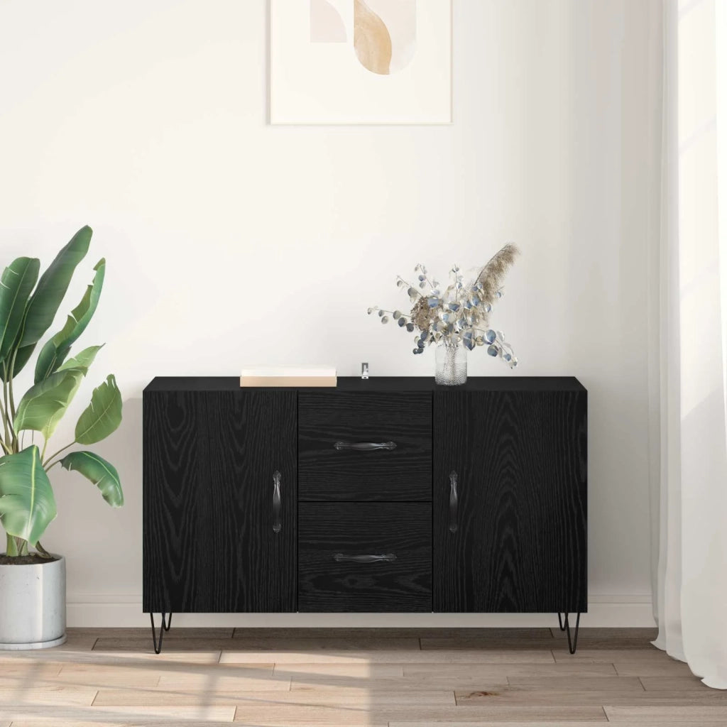 Credenza | Madia | Buffet da pranzo | Armadio da pranzo Rovere Nero 100 x 36 x 60 cm Legno multistrato