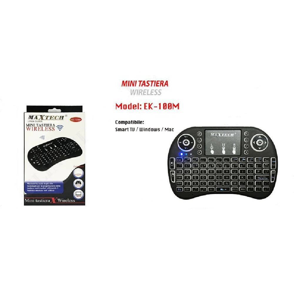 Trade Shop - Mini Tastiera Wirelesss Wifi Ek-100m Per Smart Tv Box Playstation Xbox Pc Laptop -